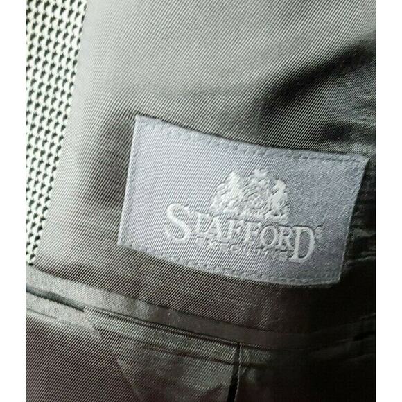 Stafford Men's Blazer 3 Button Black/Gray Sports Coat Size 46R Jacket Silk Wool - Picture 7 of 11